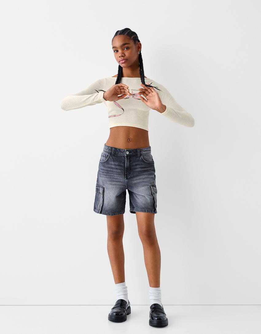 Pull manches longues imprimé-Écru-3