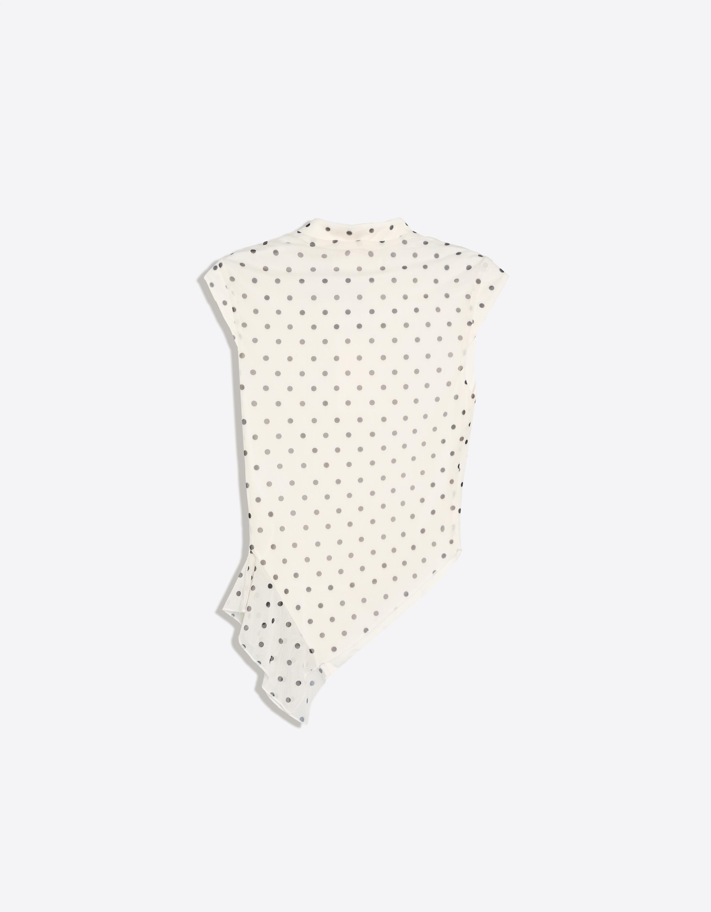 Short sleeve tulle polka dot T-shirt — Off white
