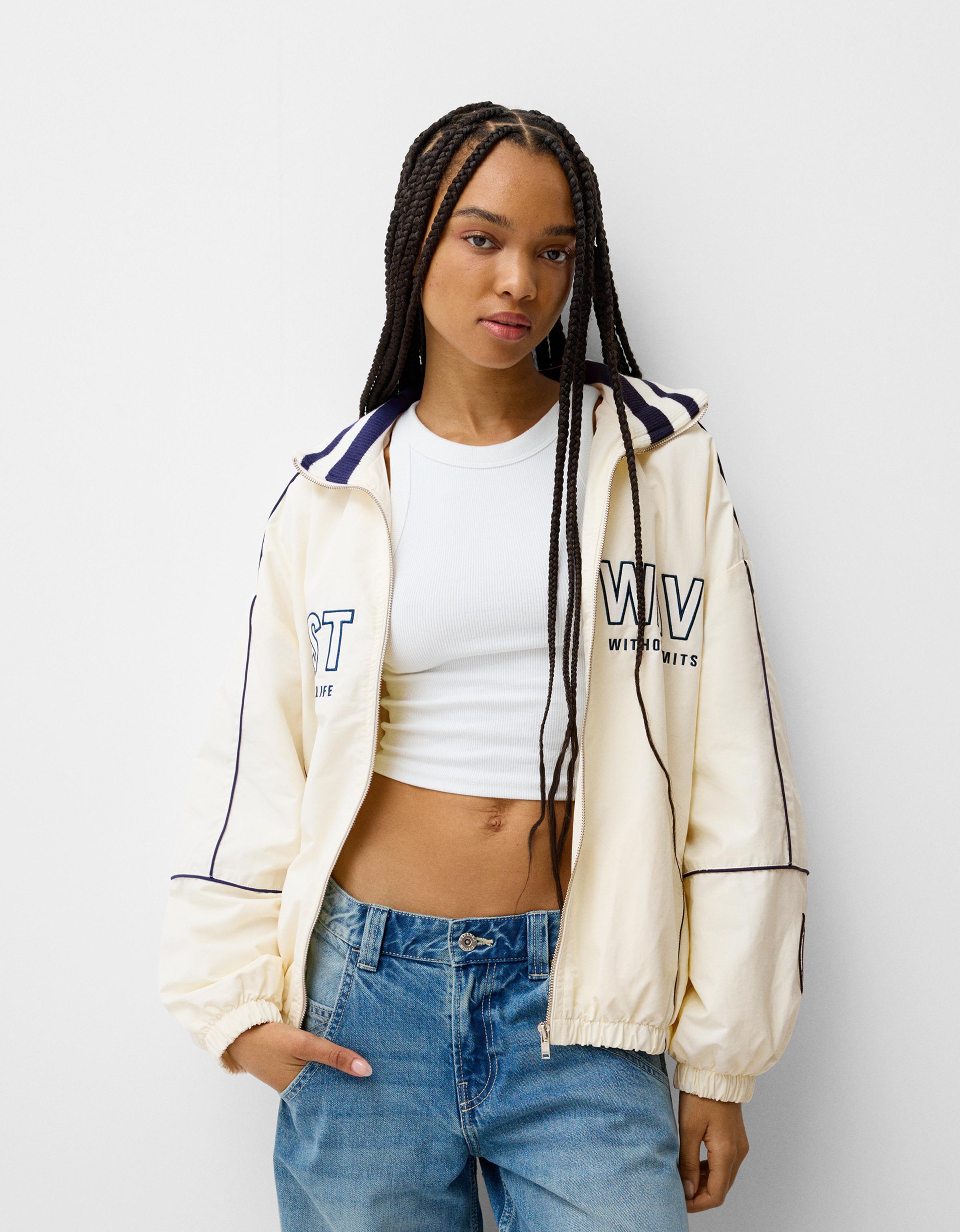 Bershka Jacke Leicht Oversize Damen M Rohweiß