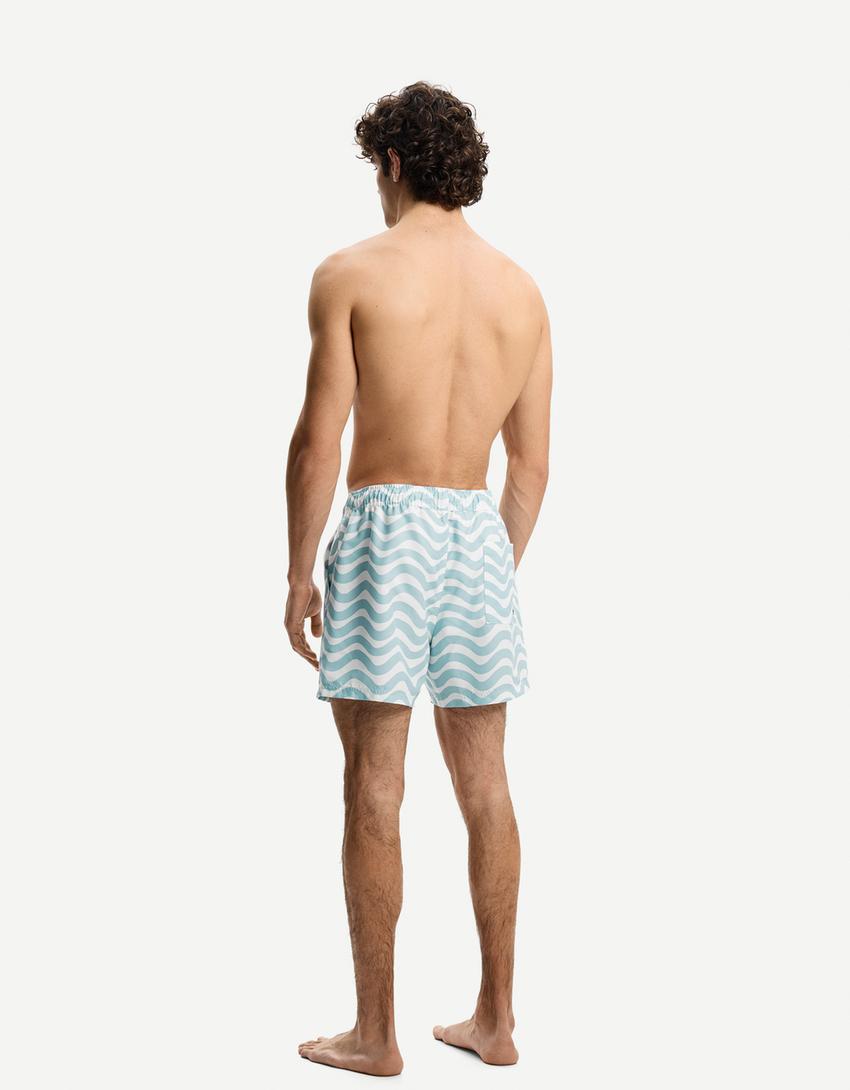 Printed swimming trunks-Light blue