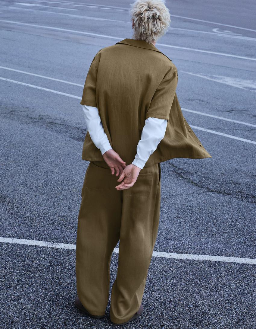 Rustic baggy trousers-Khaki