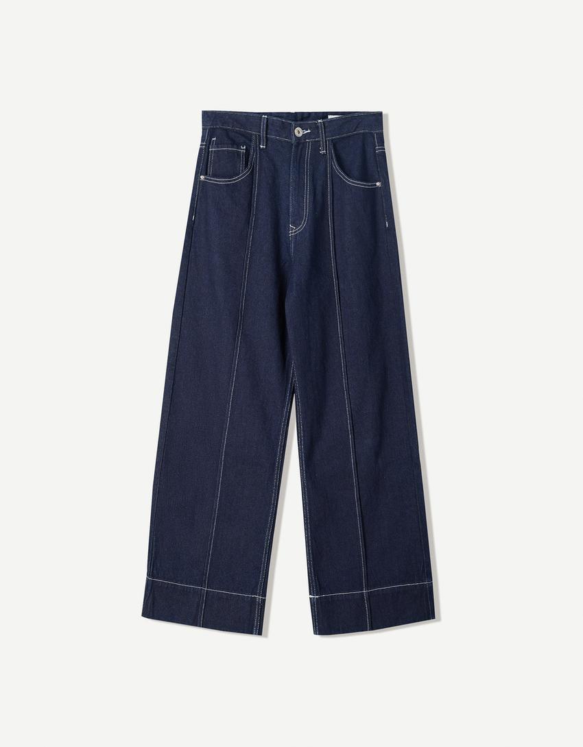 Set camicia e pantaloni denim-Marino-5