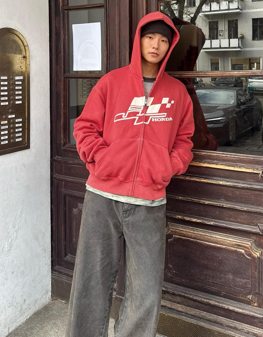 JT Racing Honda zipped hoodie with print-0-996