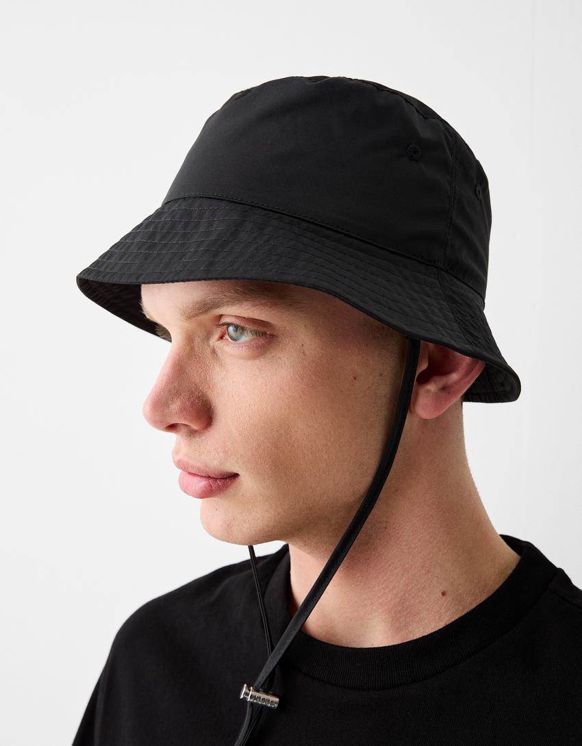 Embroidered bucket hat-Black-3