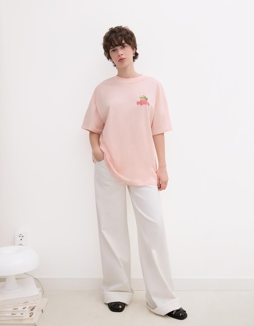 Monsters, Inc. print short sleeve T-shirt-Pink-2