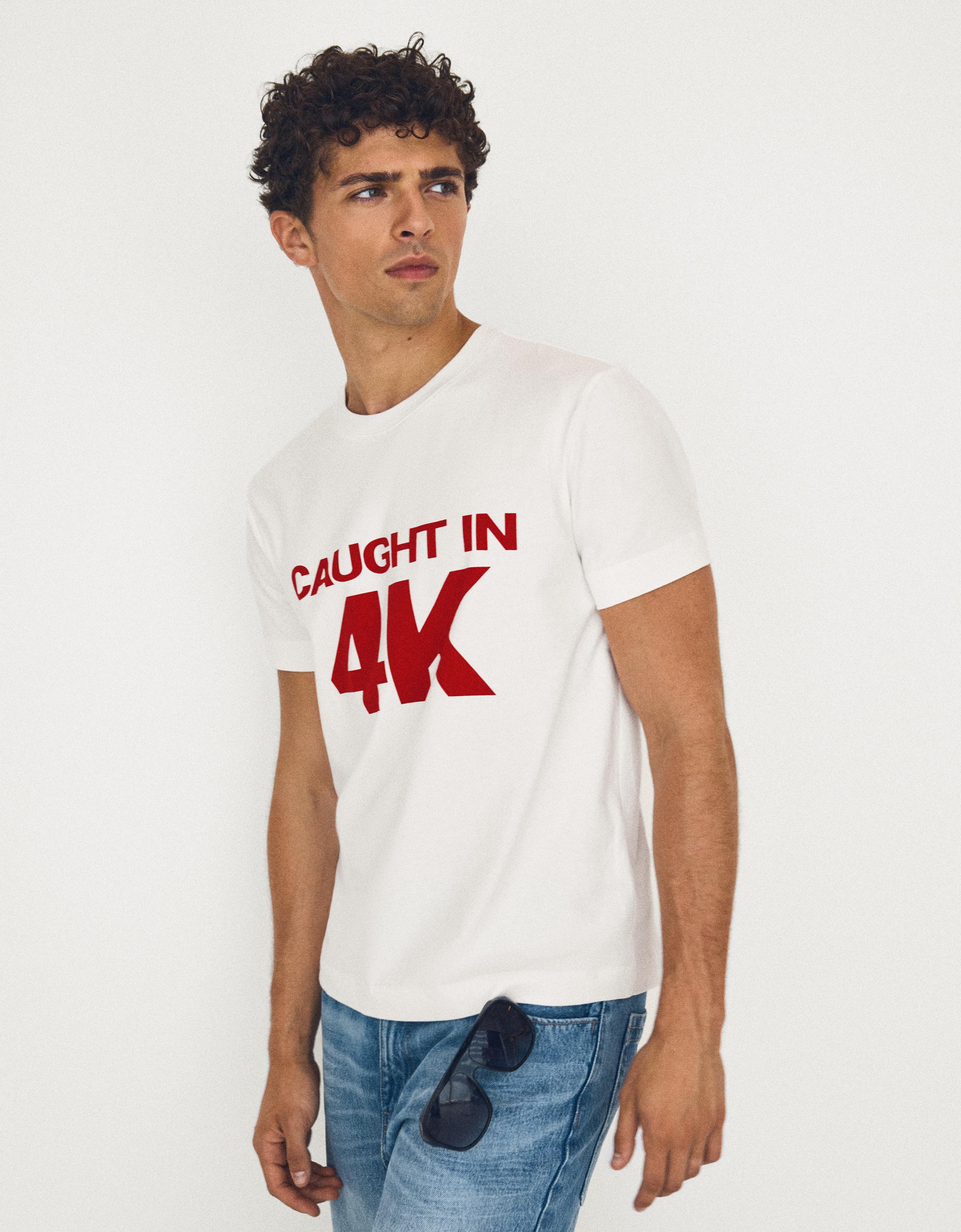 Small fit print T-shirt — White