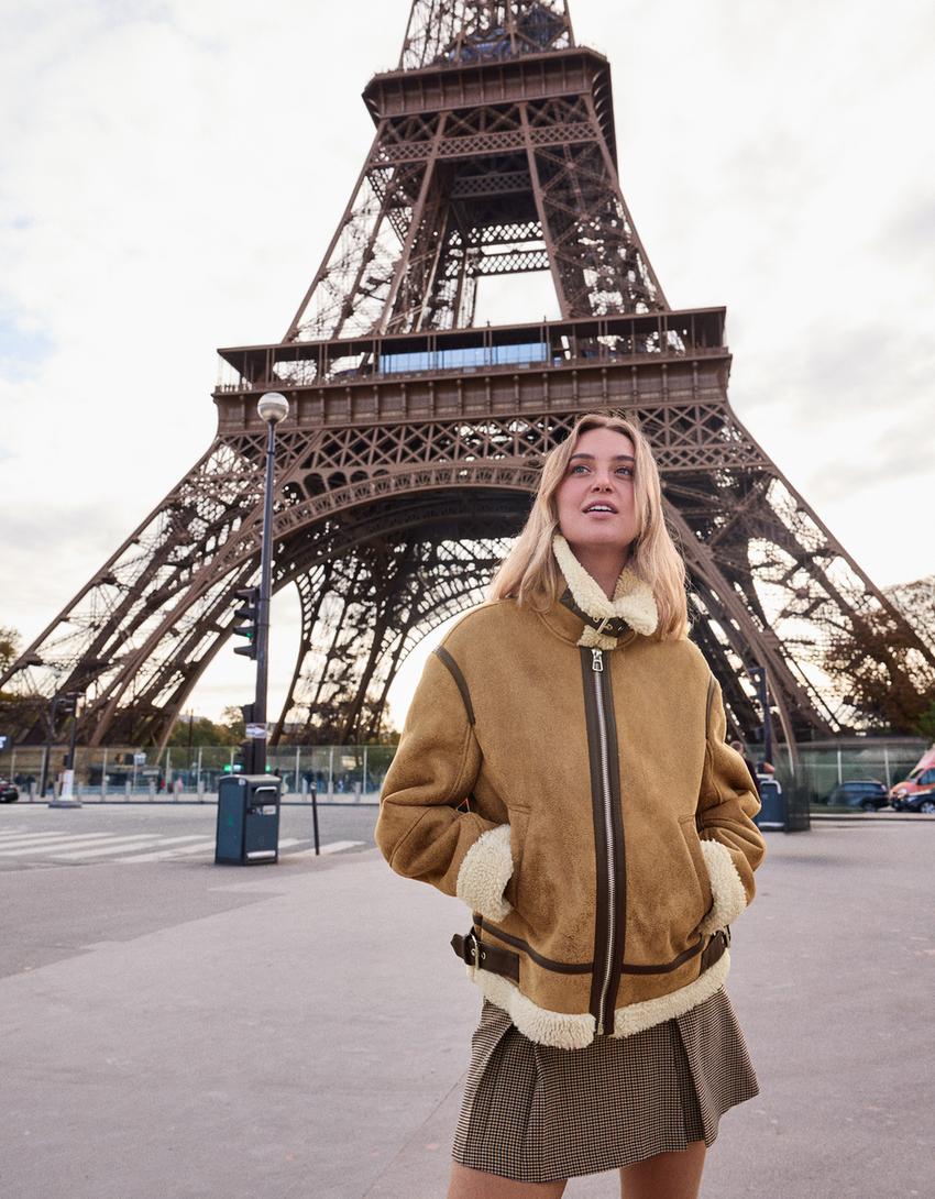 Veste biker double face-Camel