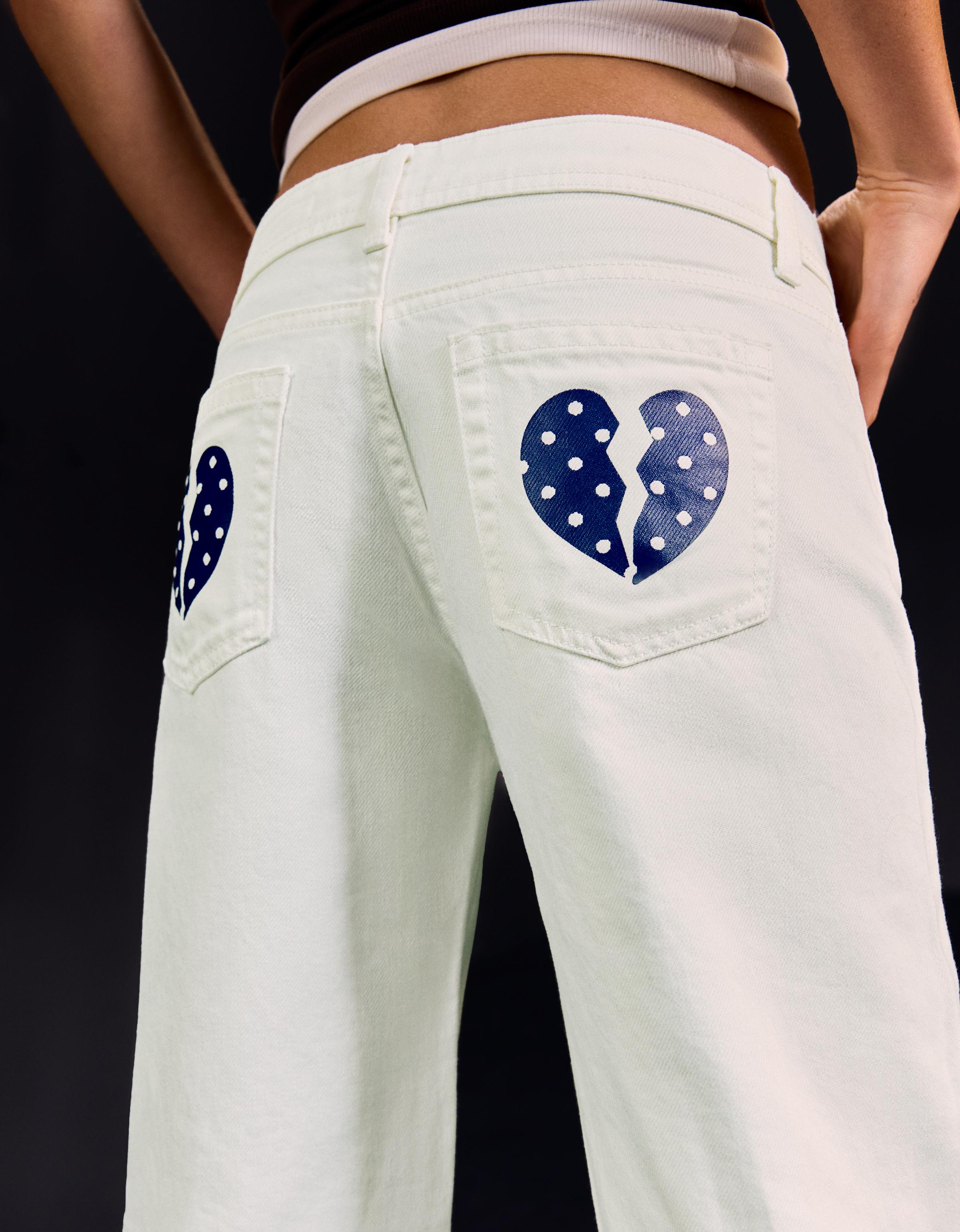 Düşük bel zımbalı baggy fit jean - Görsel 46