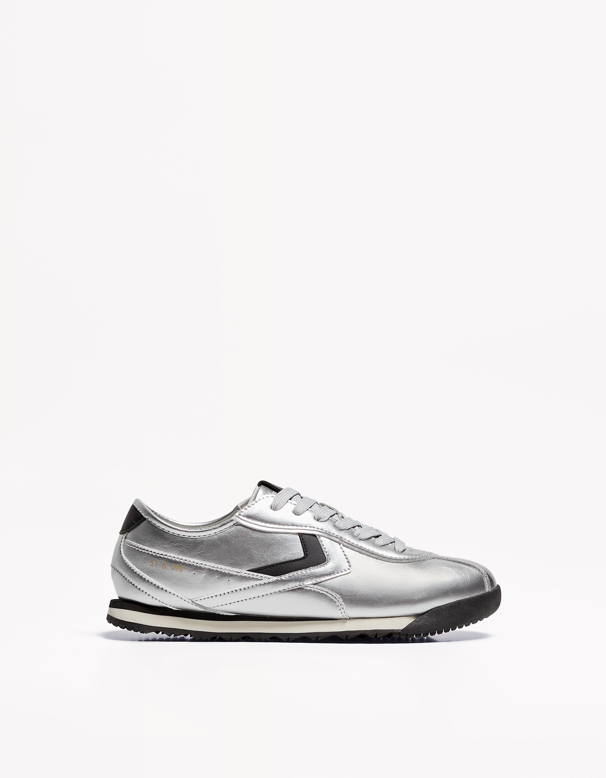 Bershka Retro-Sneaker Herren 39 Silber