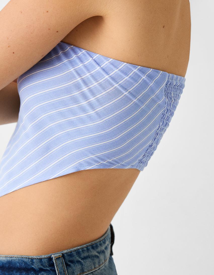 Striped scarf top-Light blue-5