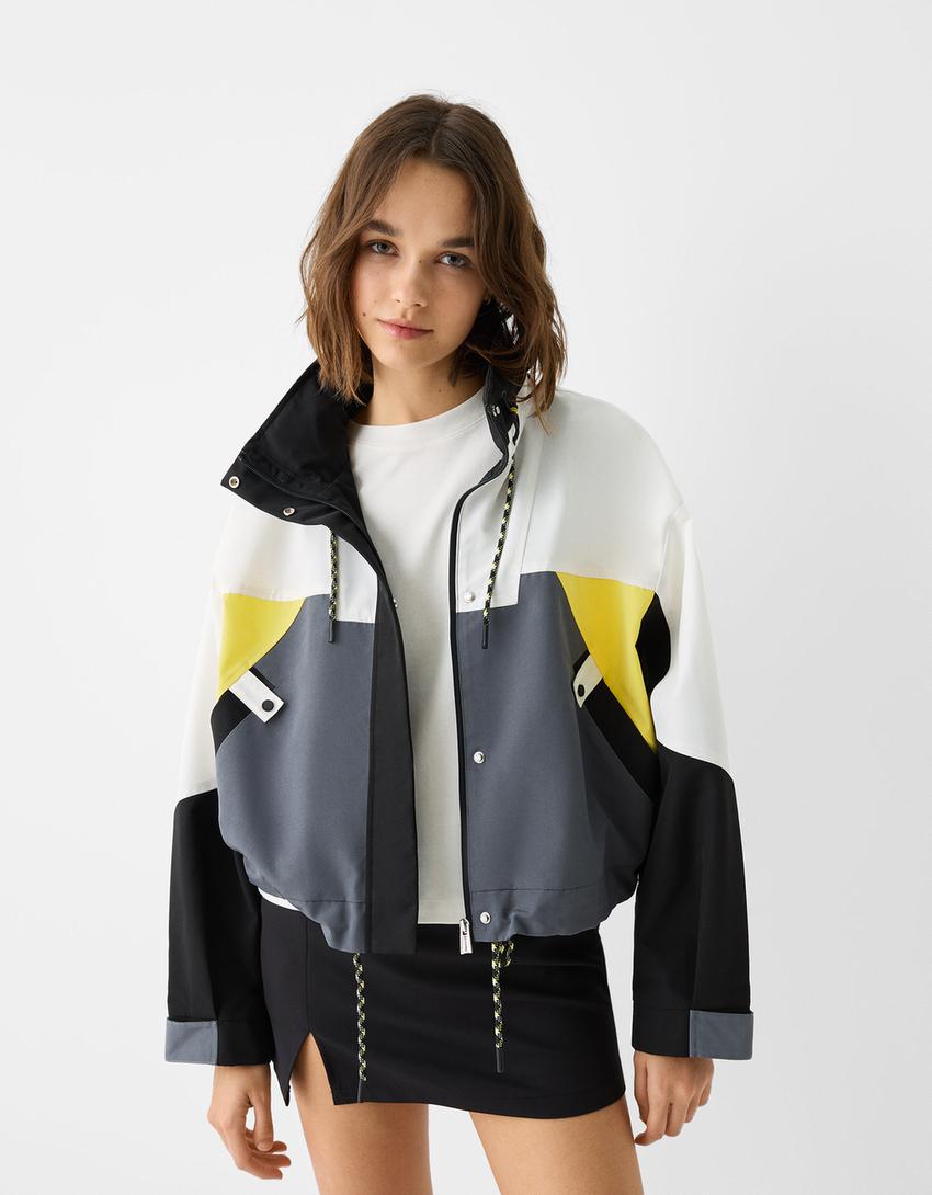 Colour block jacket-Black
