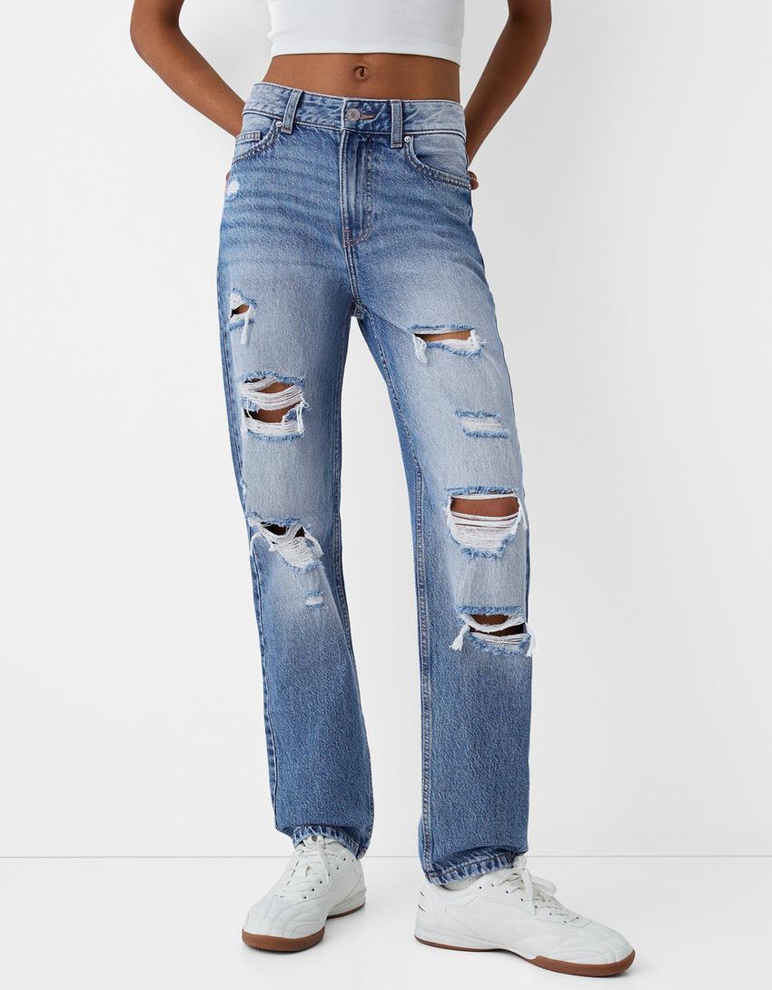 Jean cropped regular-Bleu lavé-1