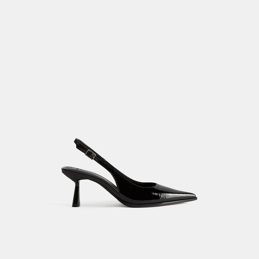 Escarpins type mules kitten heels-Noir-5