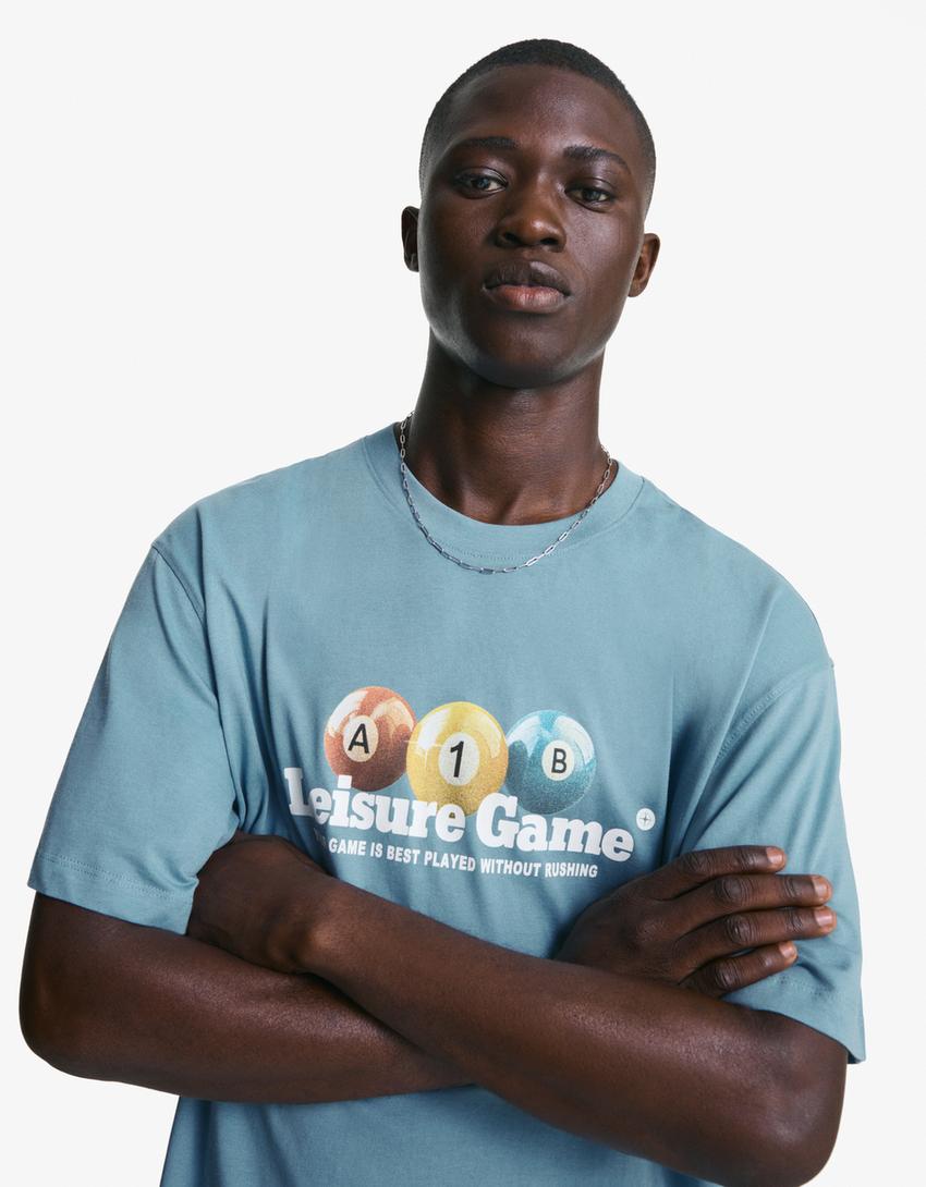 Short sleeve T-shirt with print-Light blue