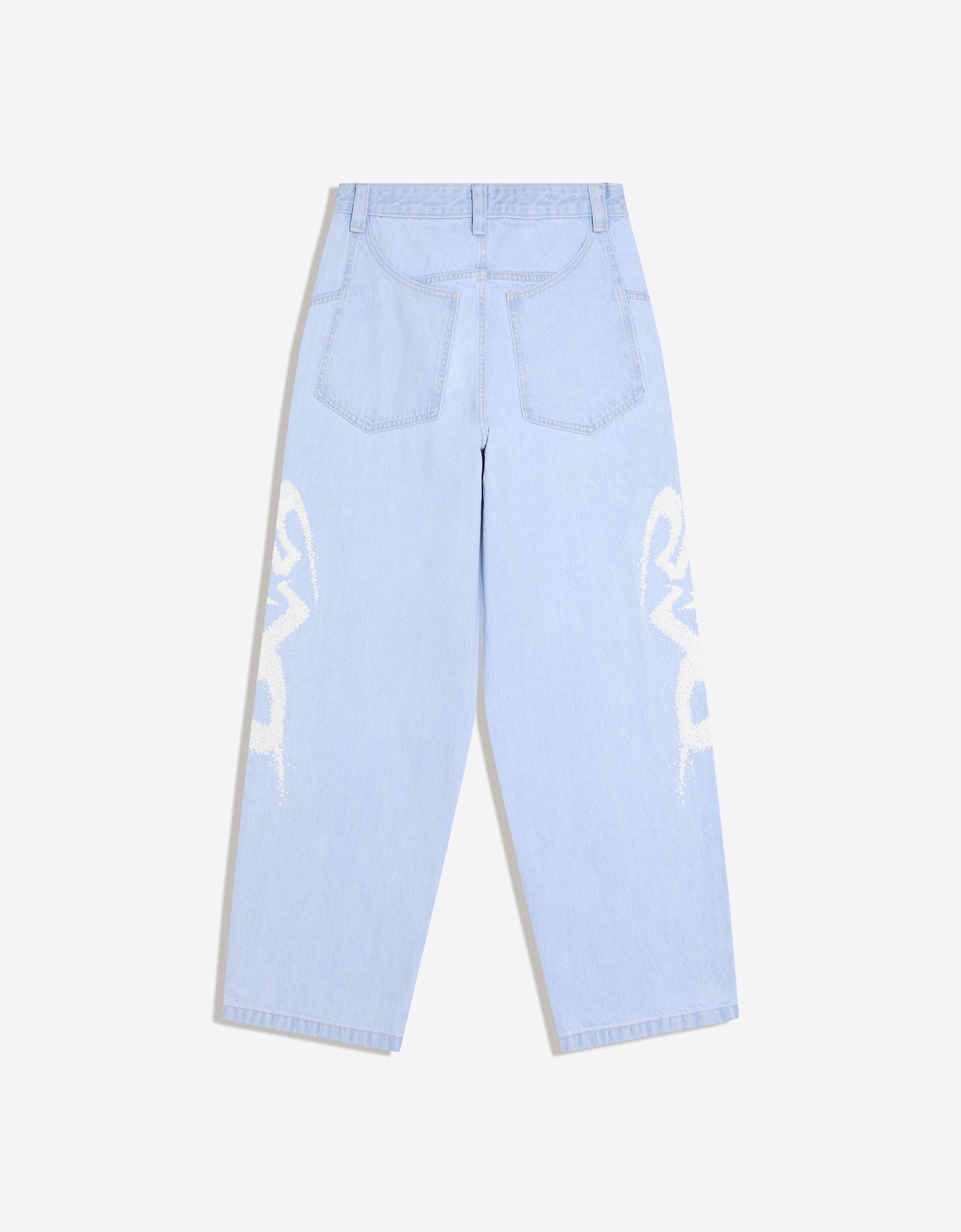 Super baggy jeans with side print — Light blue