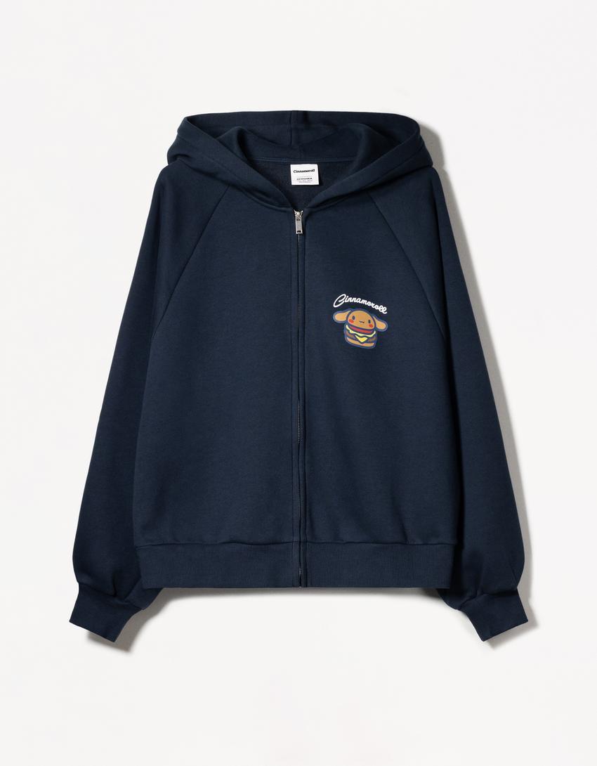 Cinnamoroll zip-up hoodie-Navy-3