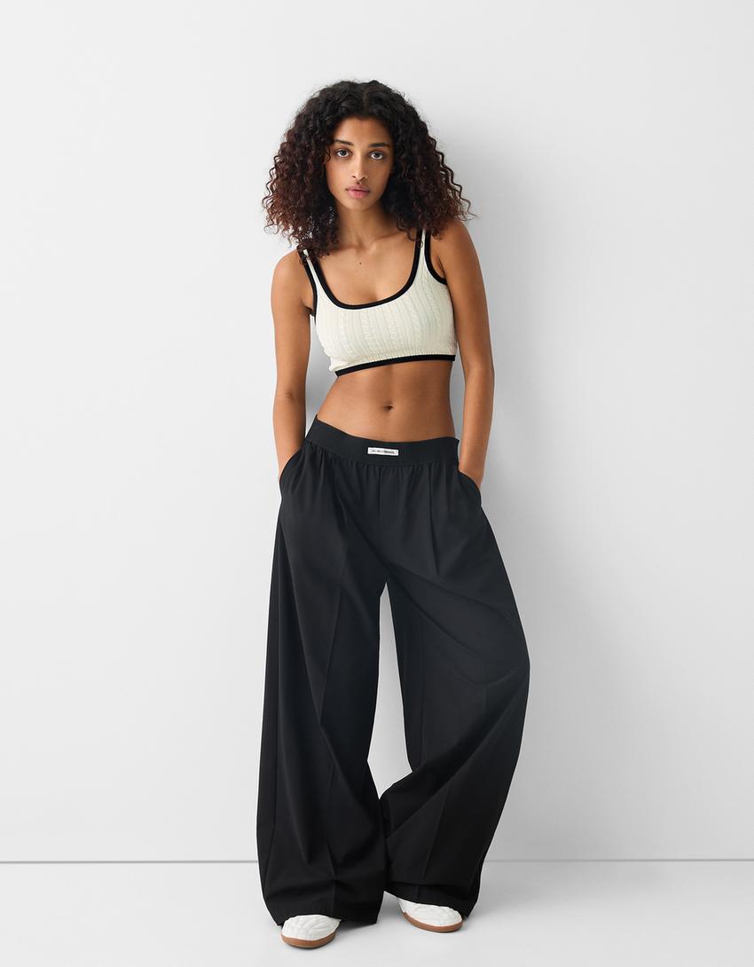 Top tressé contrastant-Écru-3