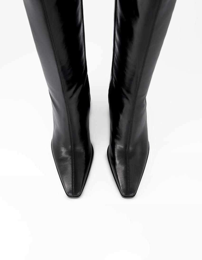 Bota tacón ancho-Negro-1