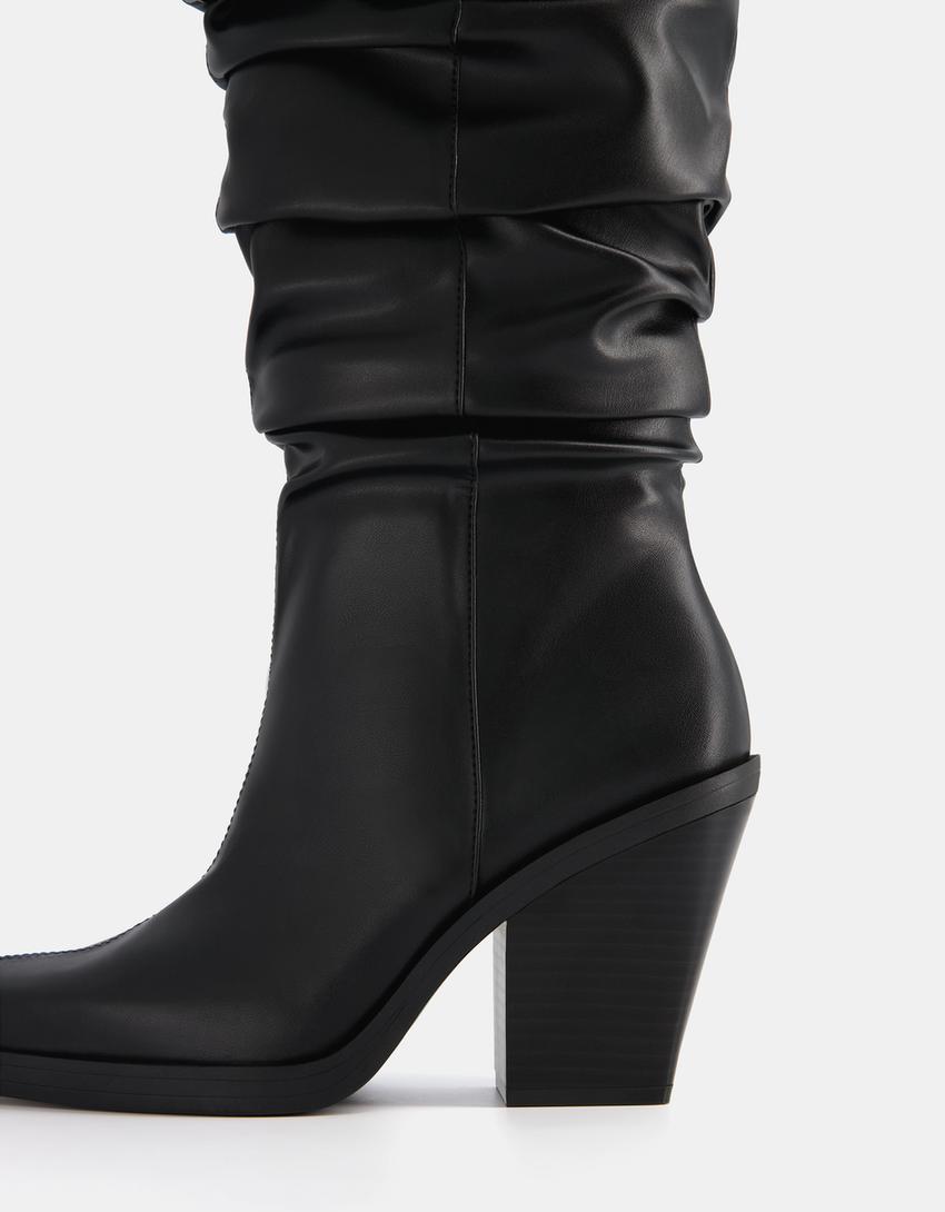 بوت كاوبوي فضفاض بكعب عال-أسود-3