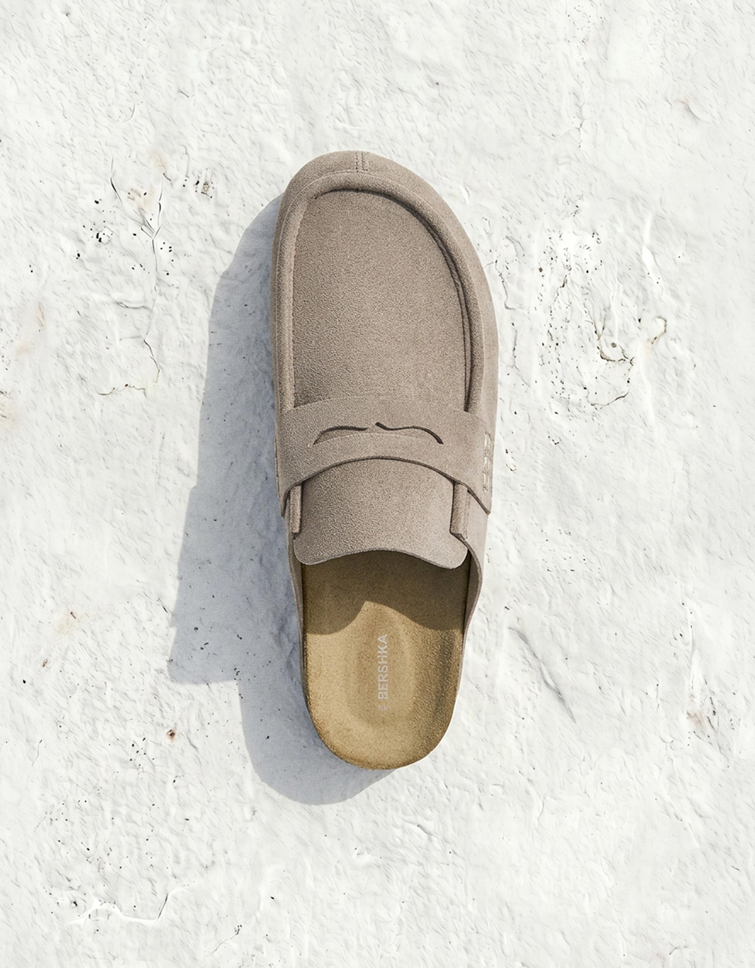 Mule clogs with mask detail — TAUPE
