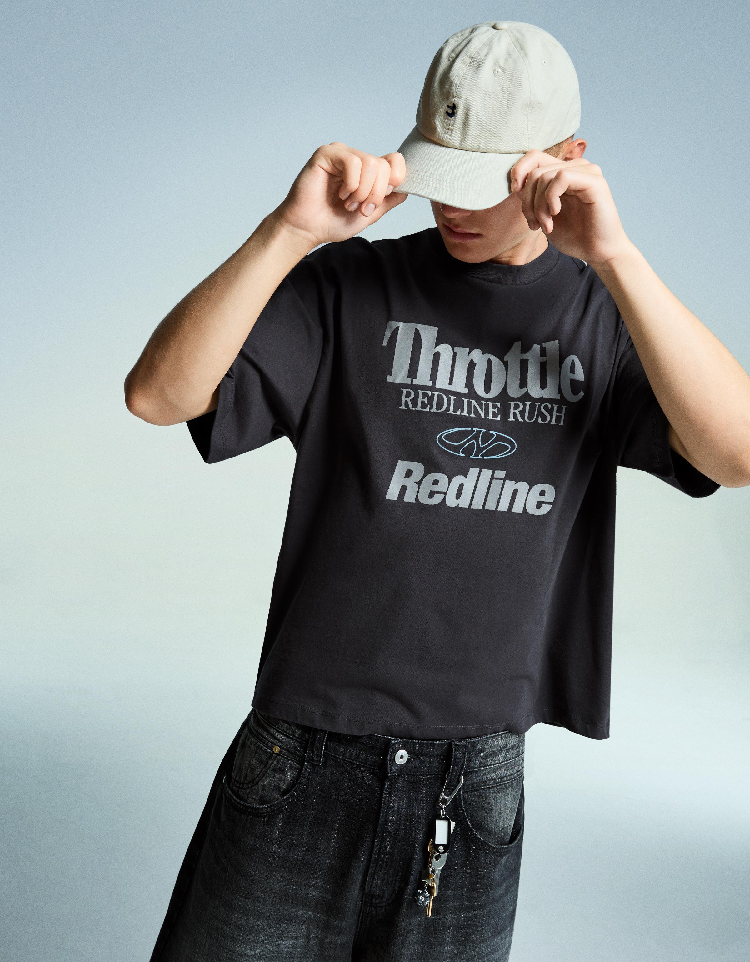 Bershka T-Shirt Mit Print Herren Xl Grau