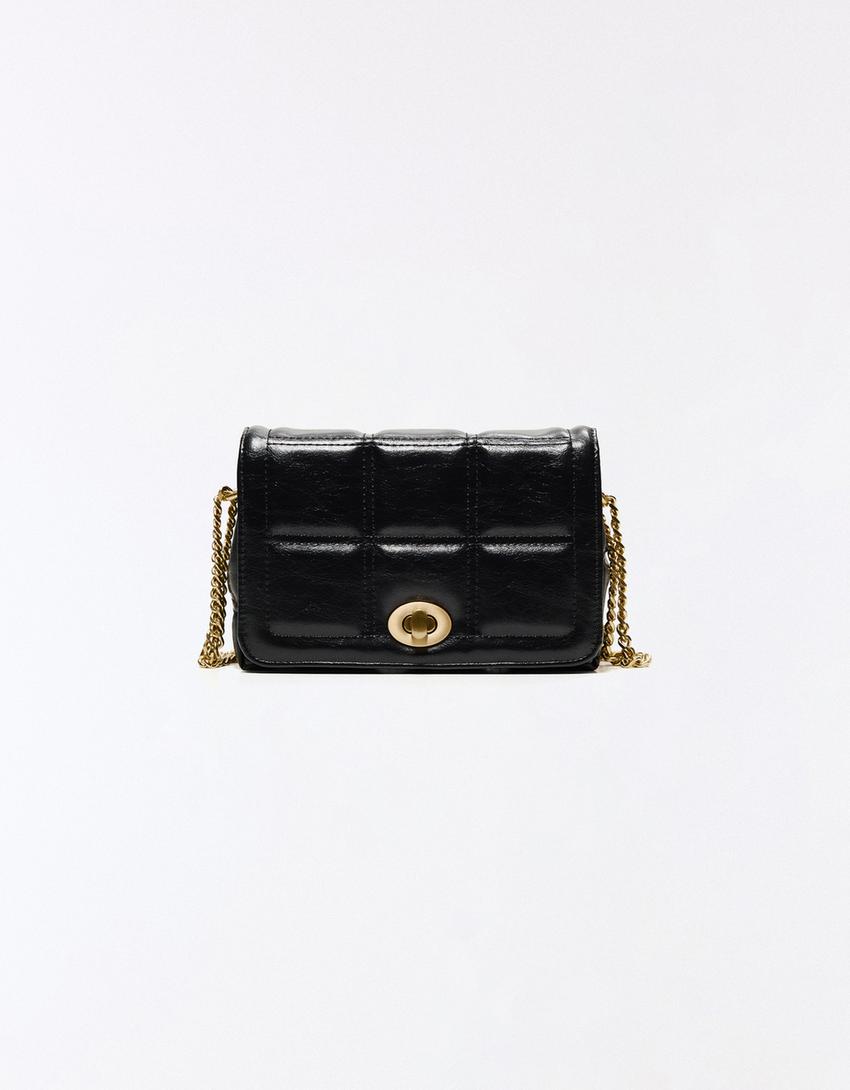 Mini padded leather effect bag-Black