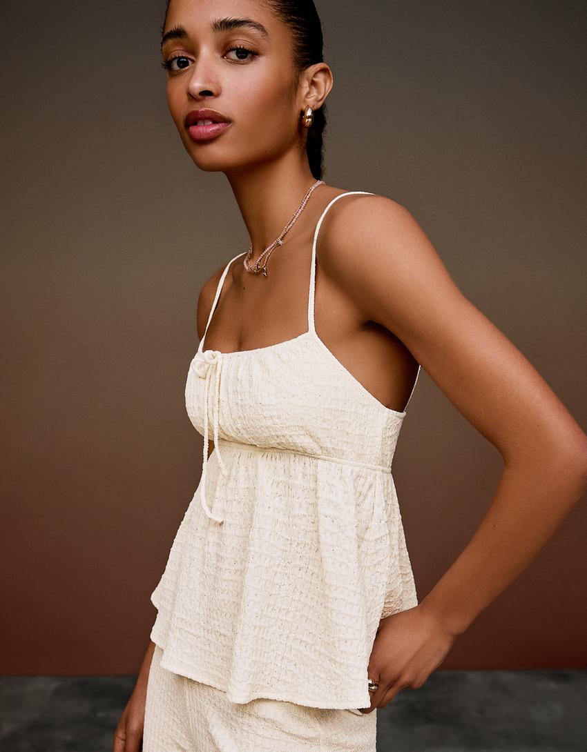 Shimmery rustic top-Cream