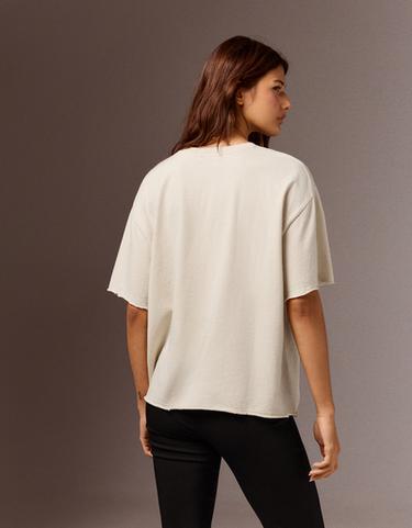 Short sleeve washed print T-shirt — Sand 2