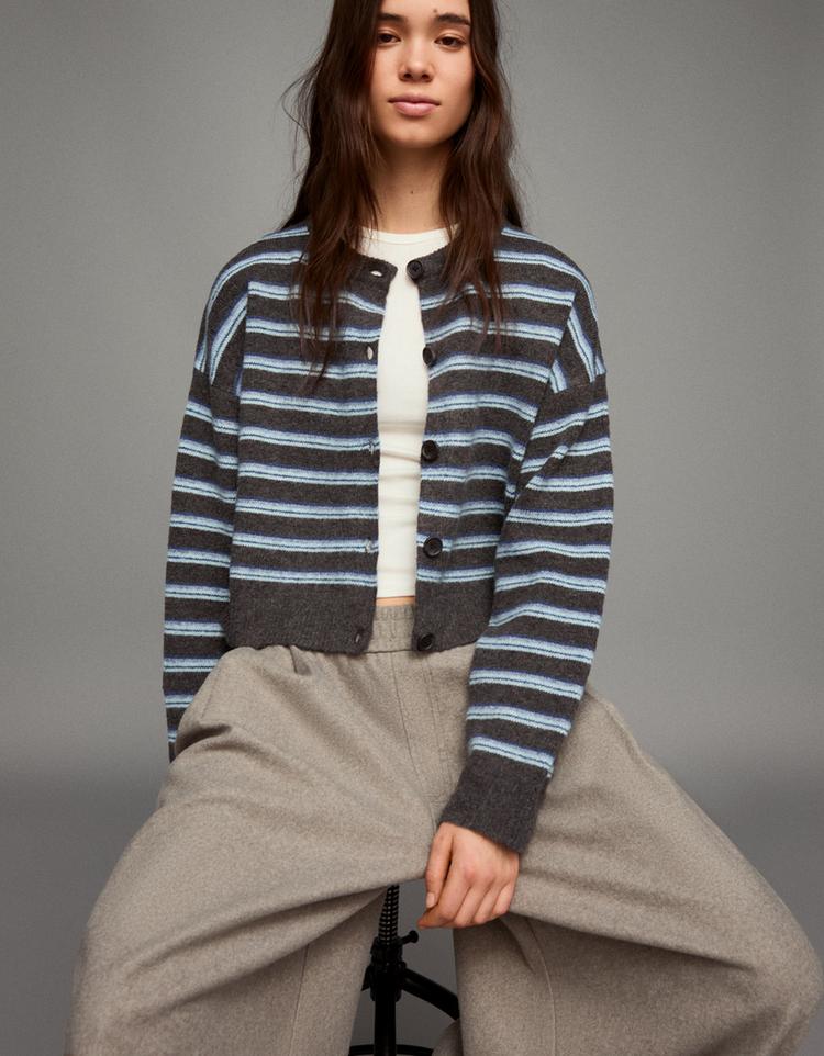 Striped button-up cardigan