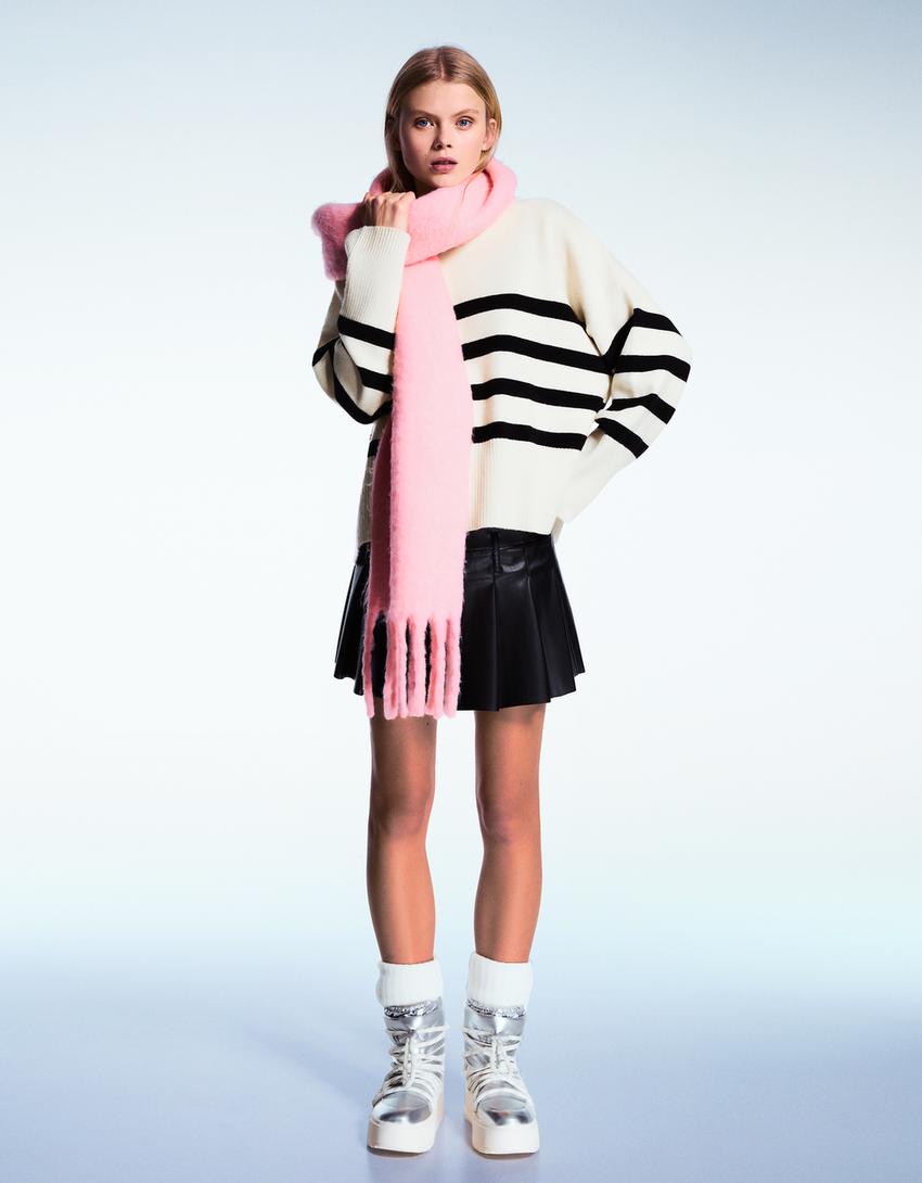 مجموعة التزلج- بوت مبطن برقبة للكاحل ونعل عال-رمادي-1