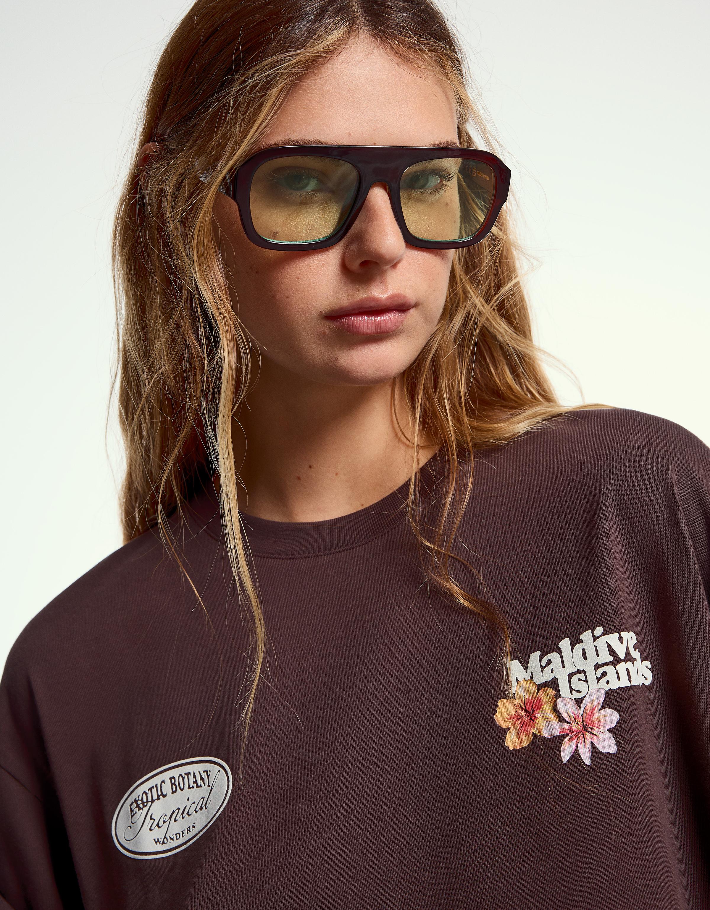 Bershka Brille Mit Kunststoffrahmen Damen Grün