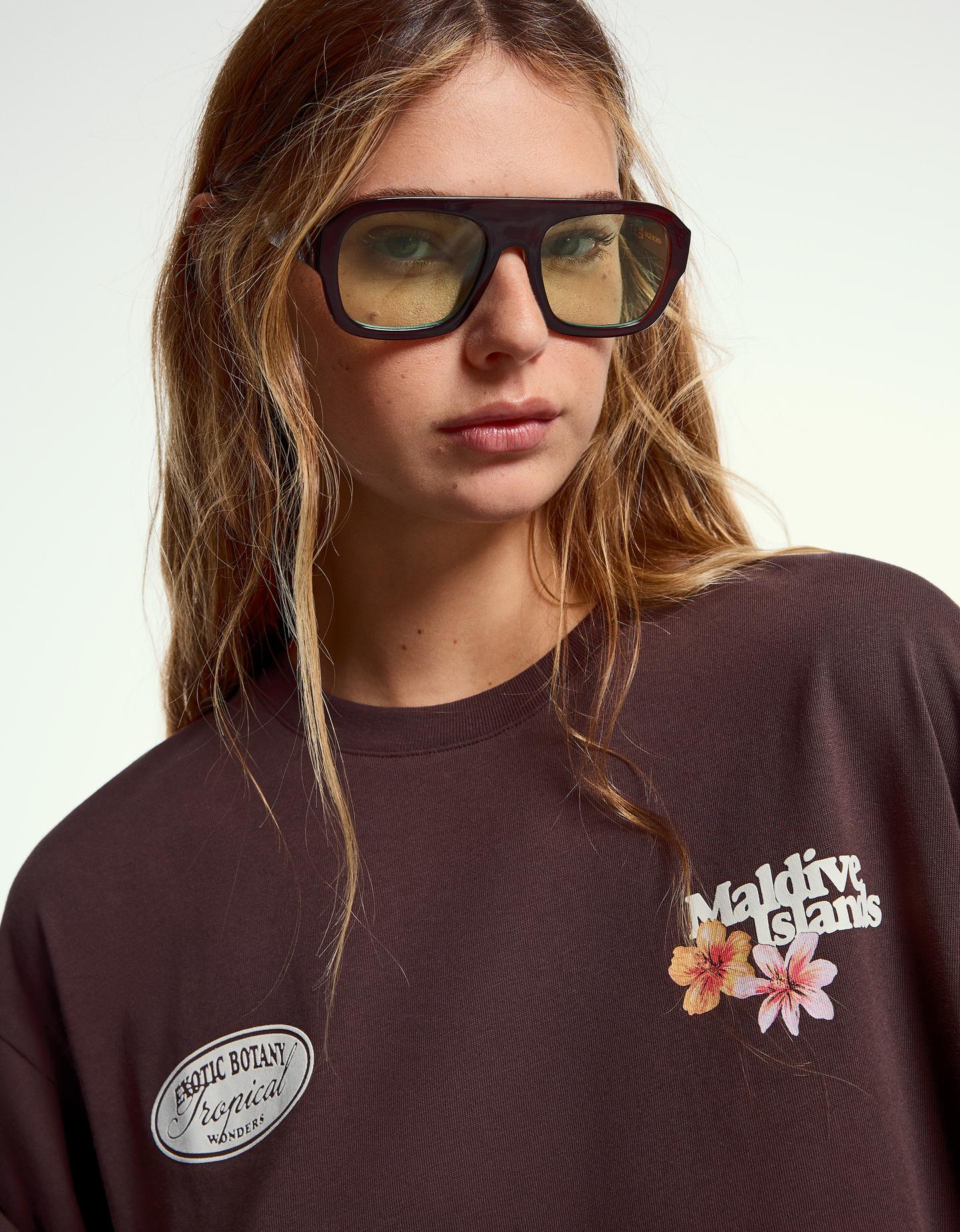 Bershka okulary z tworzywa zielony