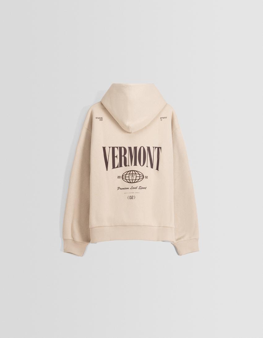 Boxy fit print hoodie-Camel