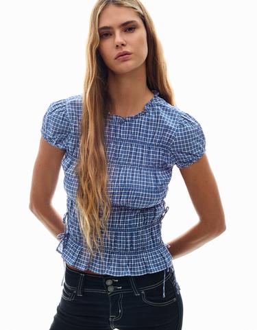 Chemise Bershka Femme – Manches Longues – Motif Carreaux – Taille M