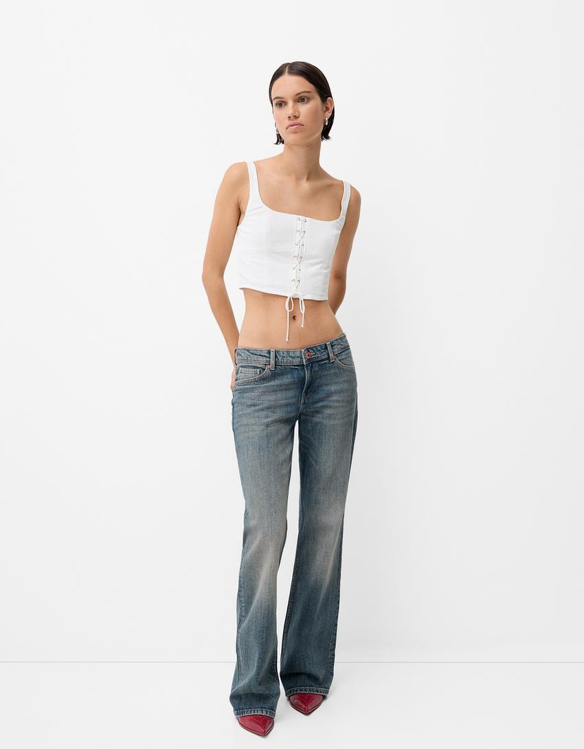 Bootcut fit düşük bel jean-Açık mavi