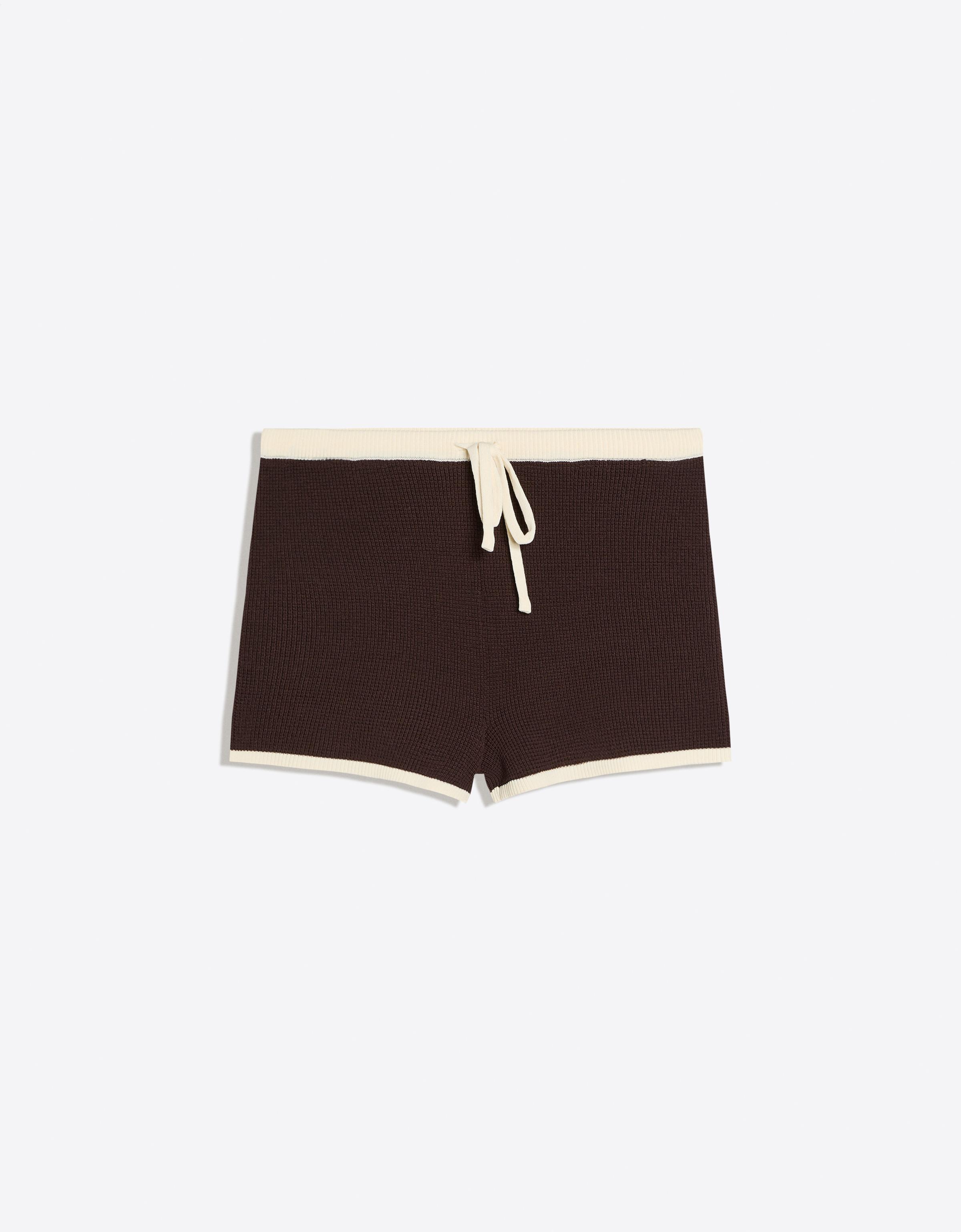 Contrast knit shorts — Brown