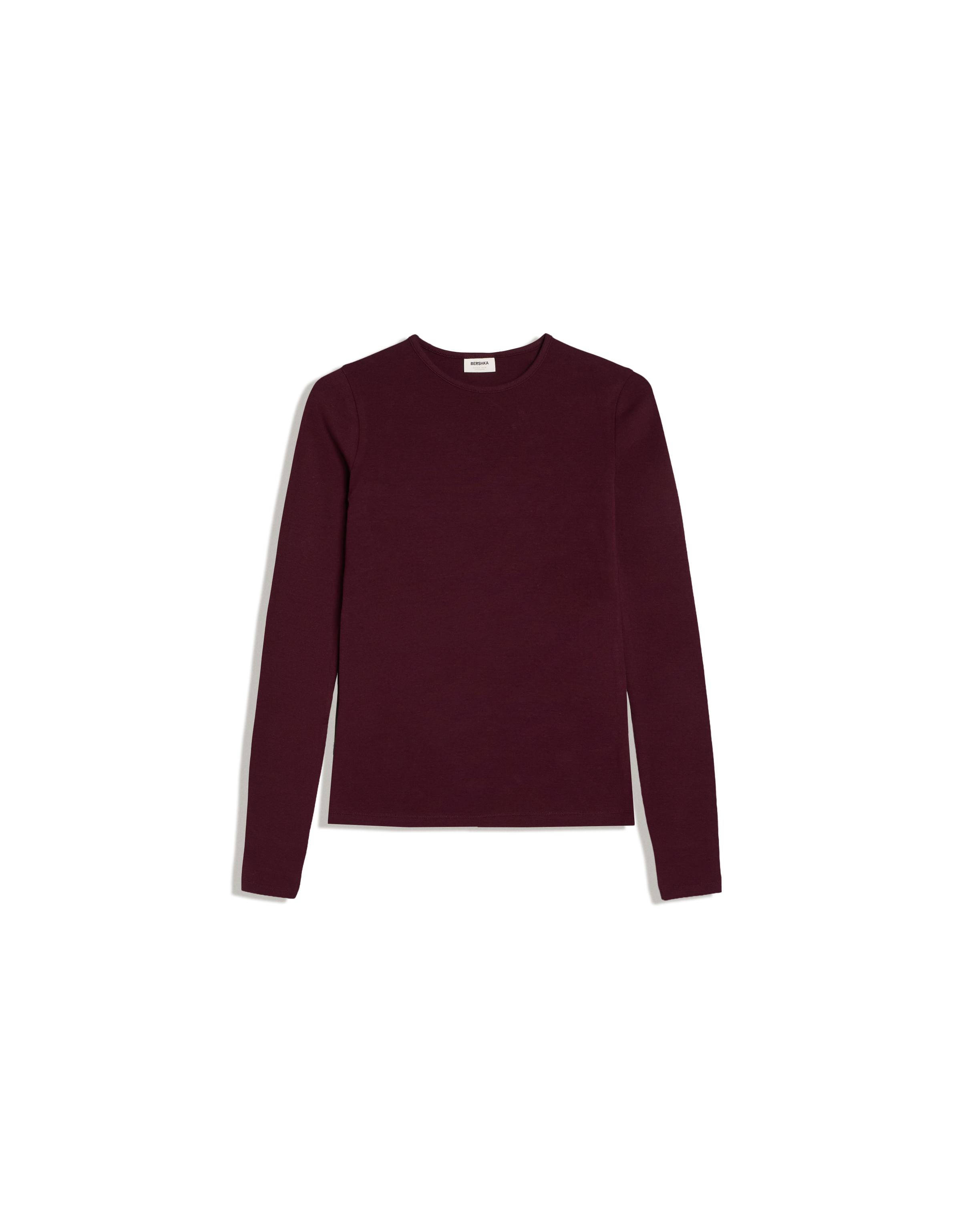 Round neck long-sleeve T-shirt — Burgundy