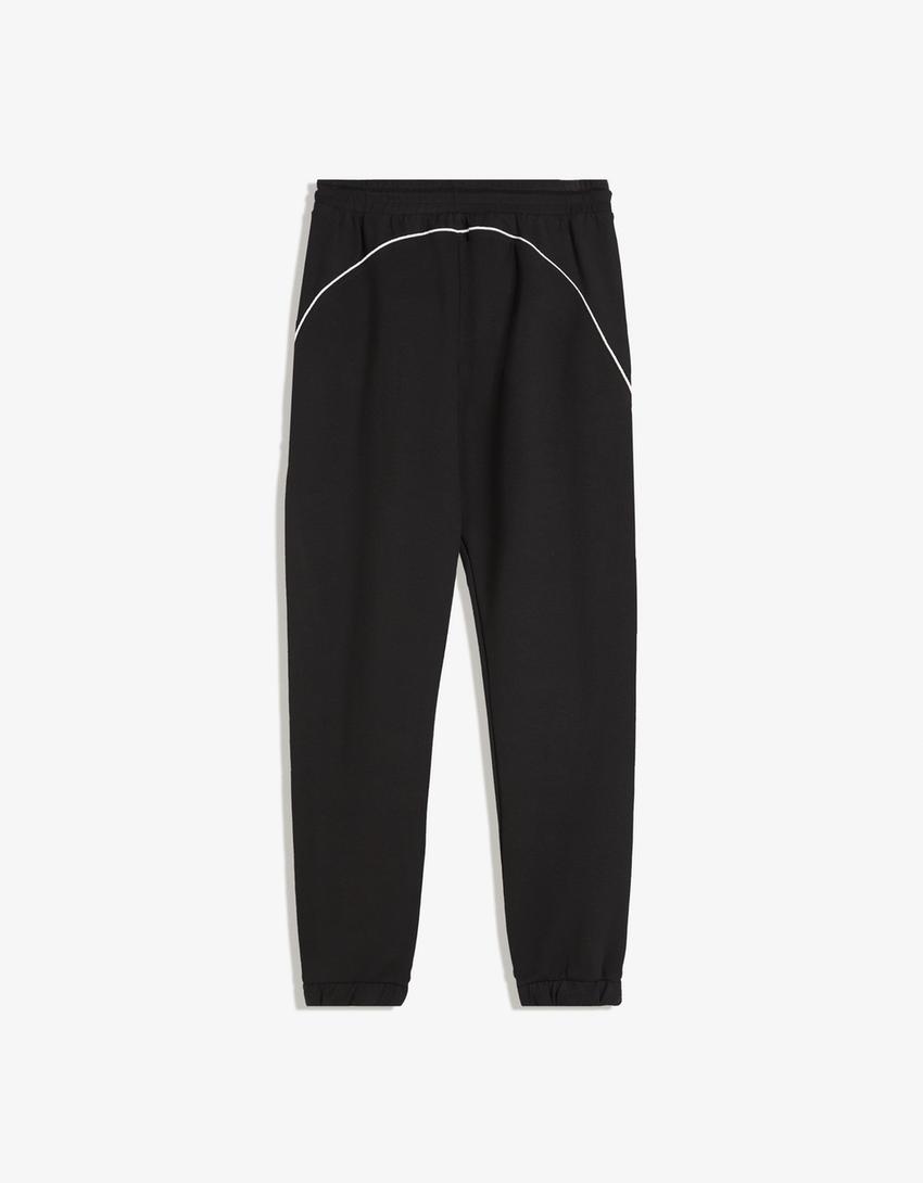 Pantaloni jogger in felpa-Nero-1