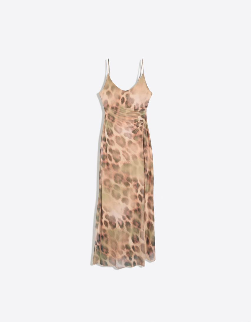 Vestido midi tul animal print-Arena
