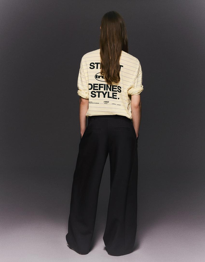 Volüümikad topeltkangast püksid-Must