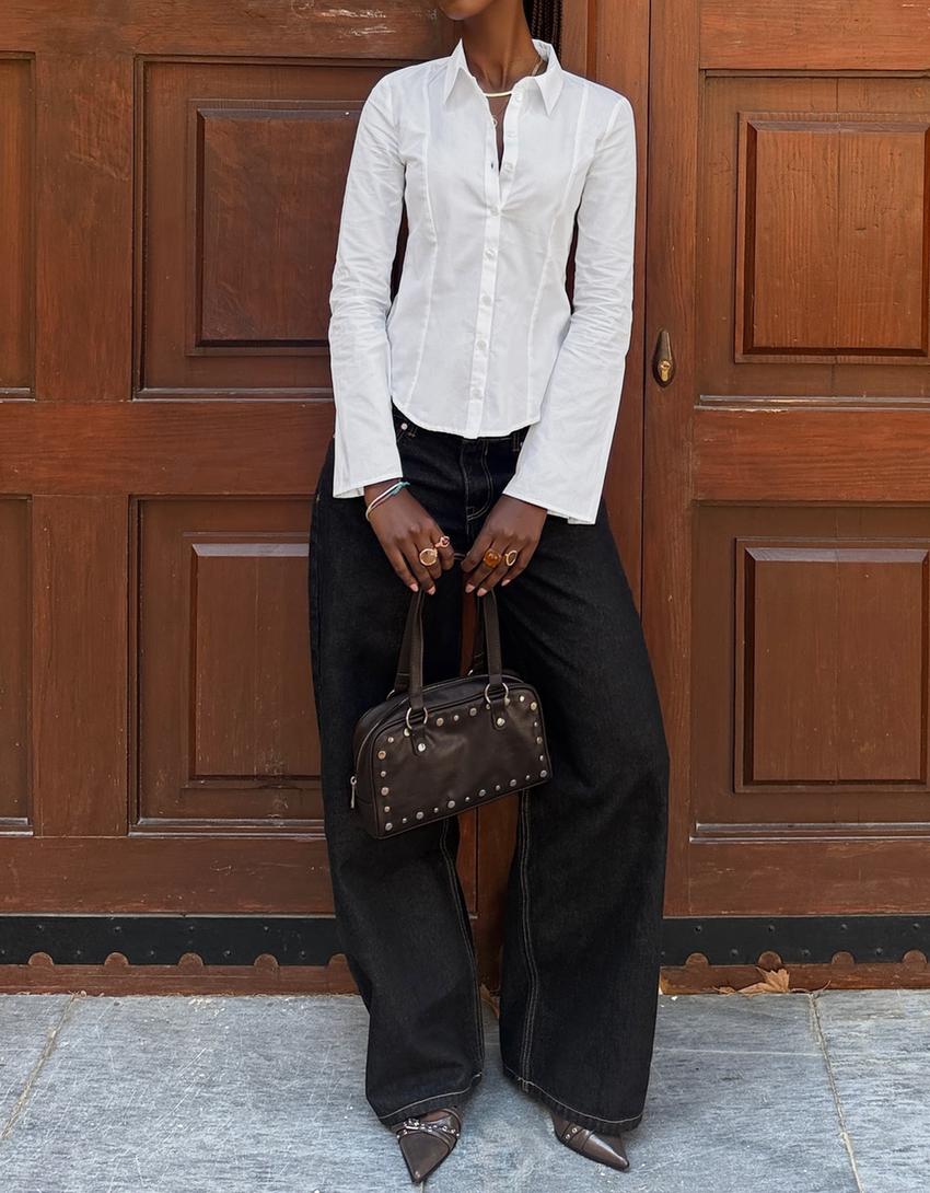 Studded Bowling Bag-Brown