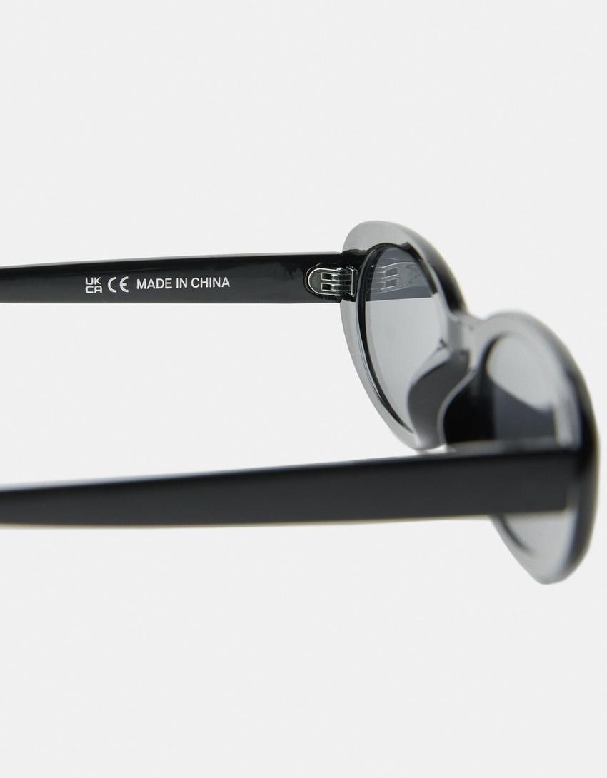 Ochelari ovali din plastic-Negru