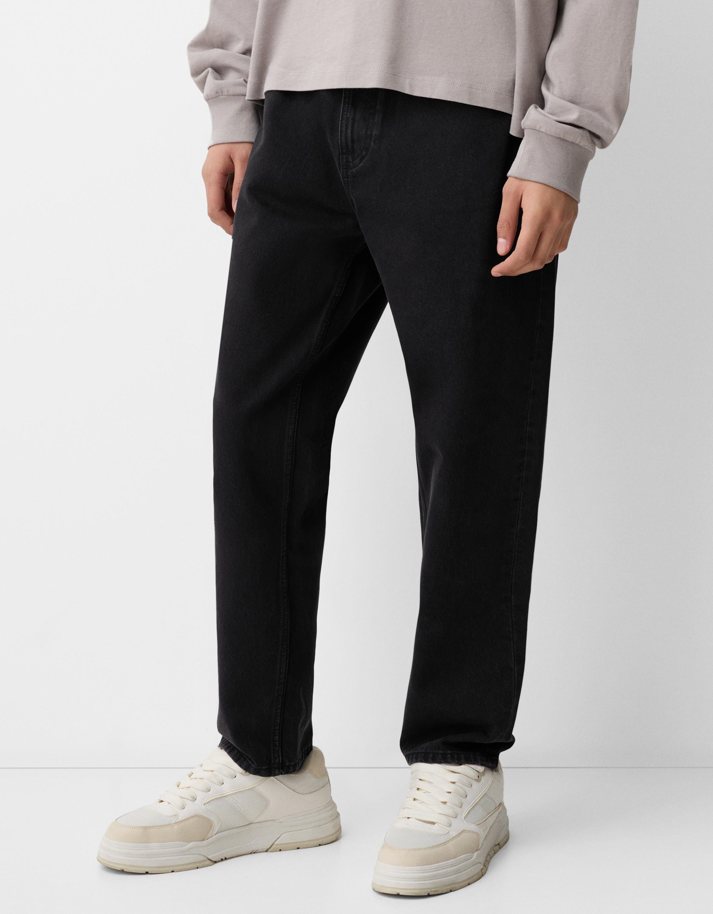 Bershka Loose Fit Jeans Herren 34 Schwarz