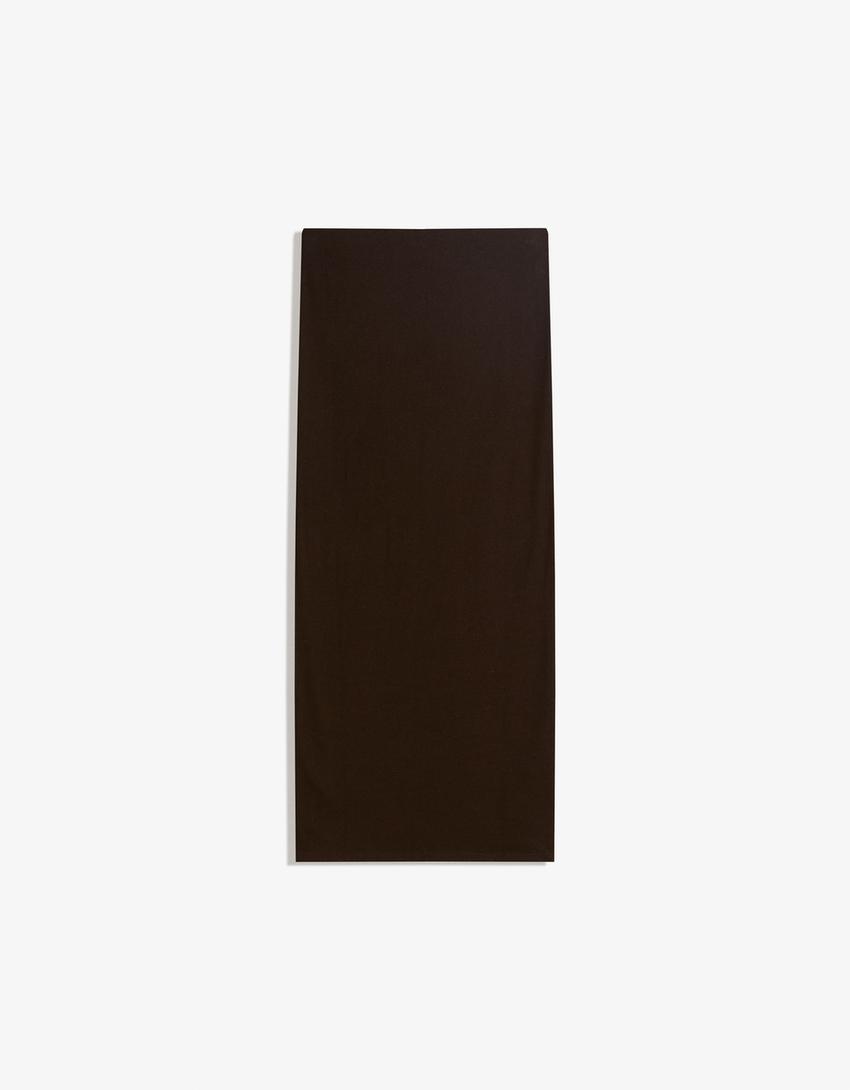 Jupe midi en maille douce-Marron