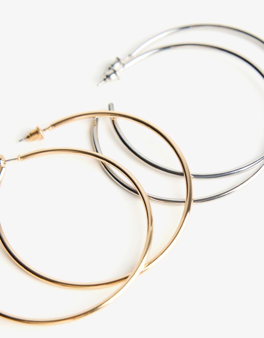 Lot de 2 boucles d’oreilles créoles-Or-2