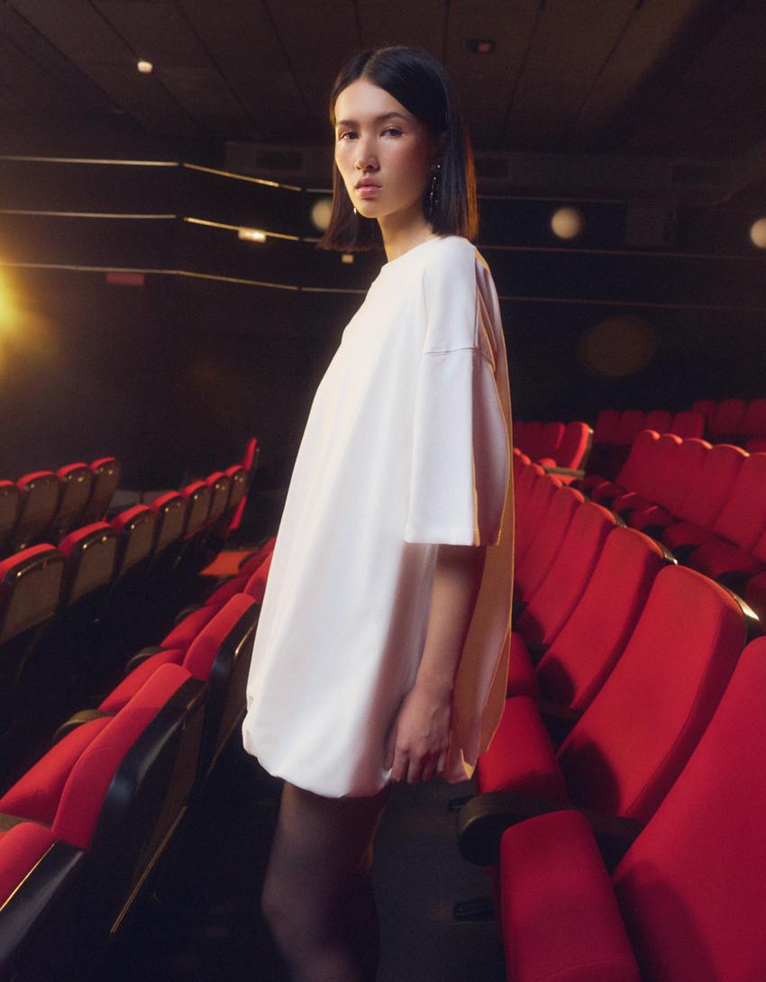 Oversize balloon dress T-shirt-White