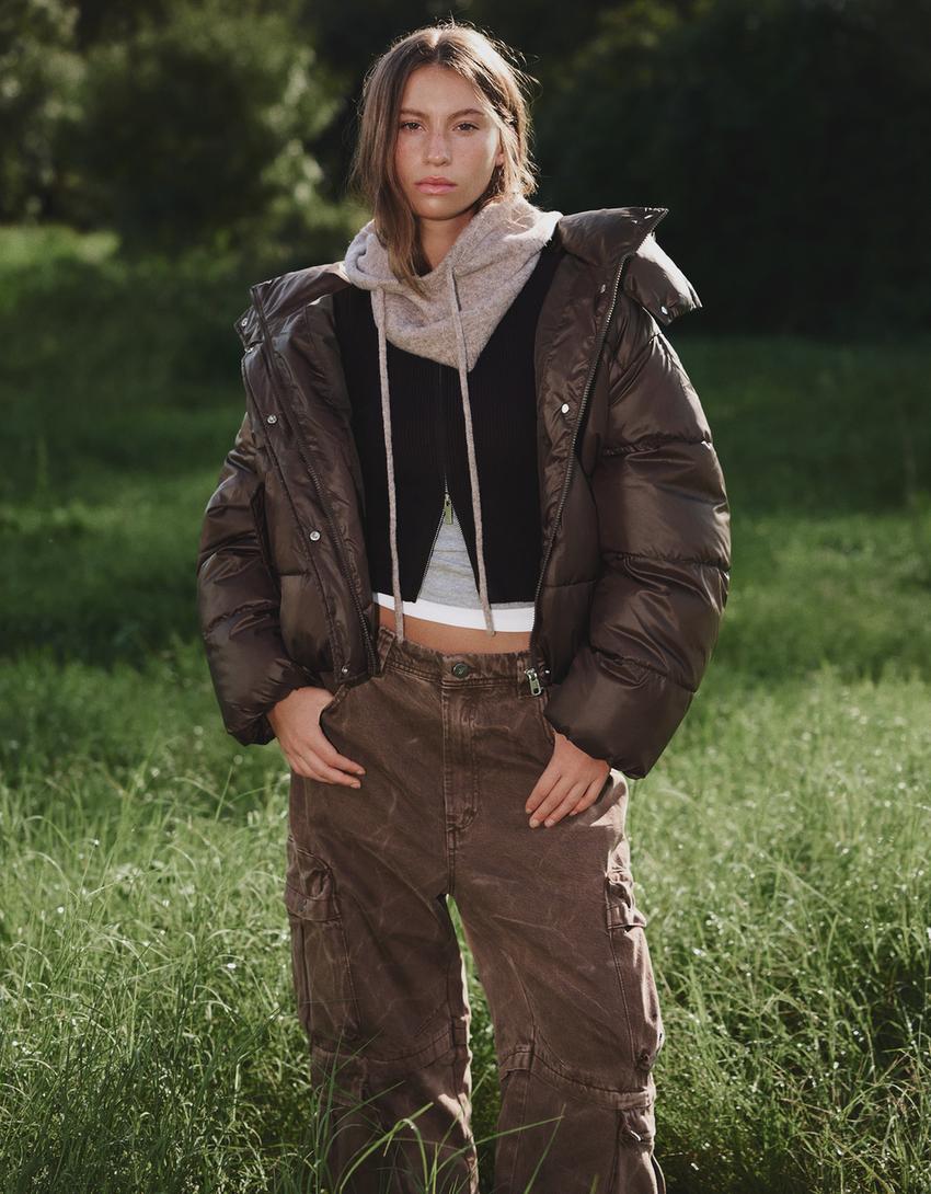 Water-repellent & thermal insulation puffer jacket-Brown