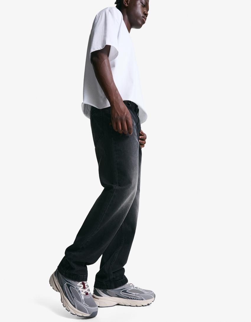 Blugi straight relaxed-Negru-2