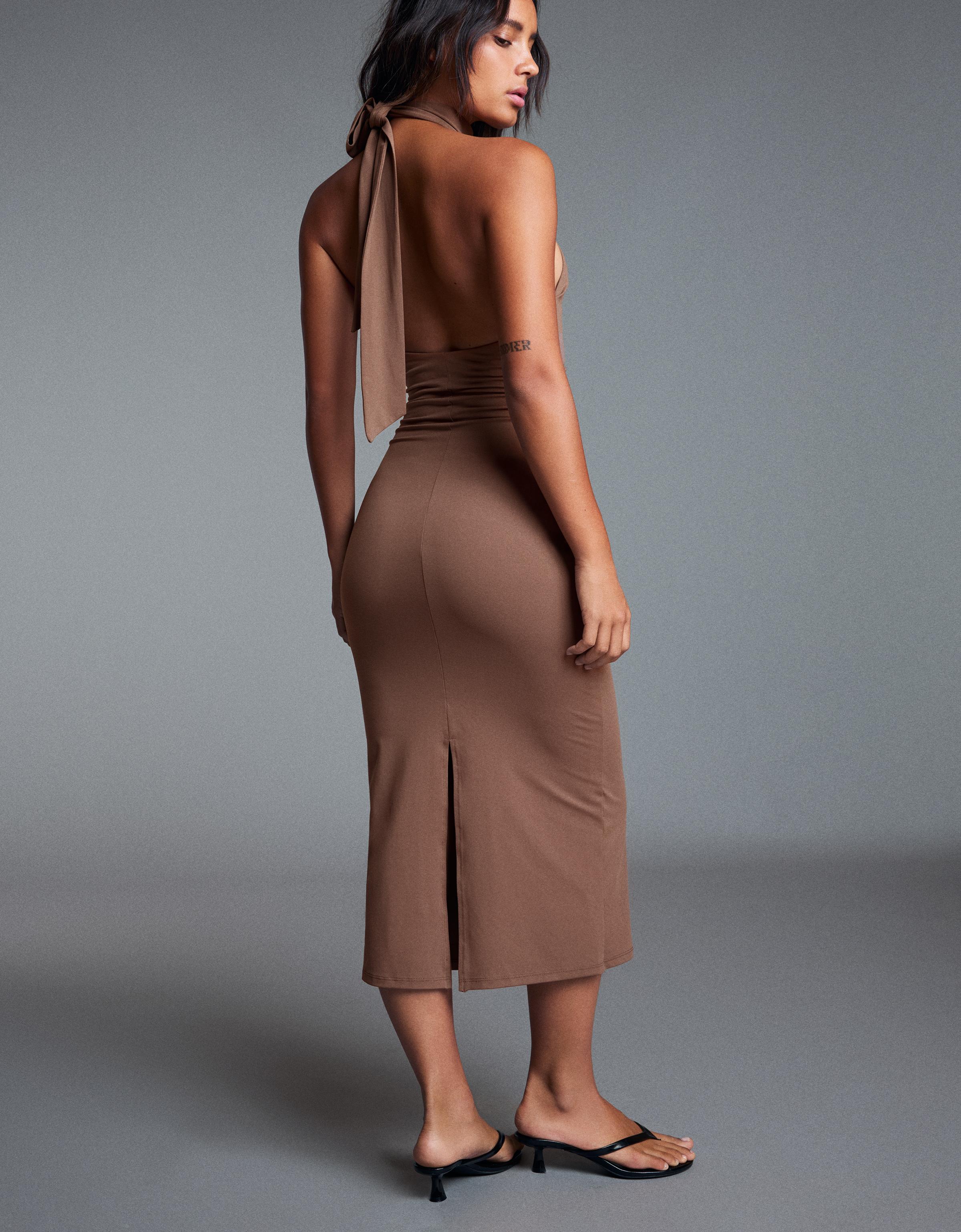 Halter midi dress — Sand