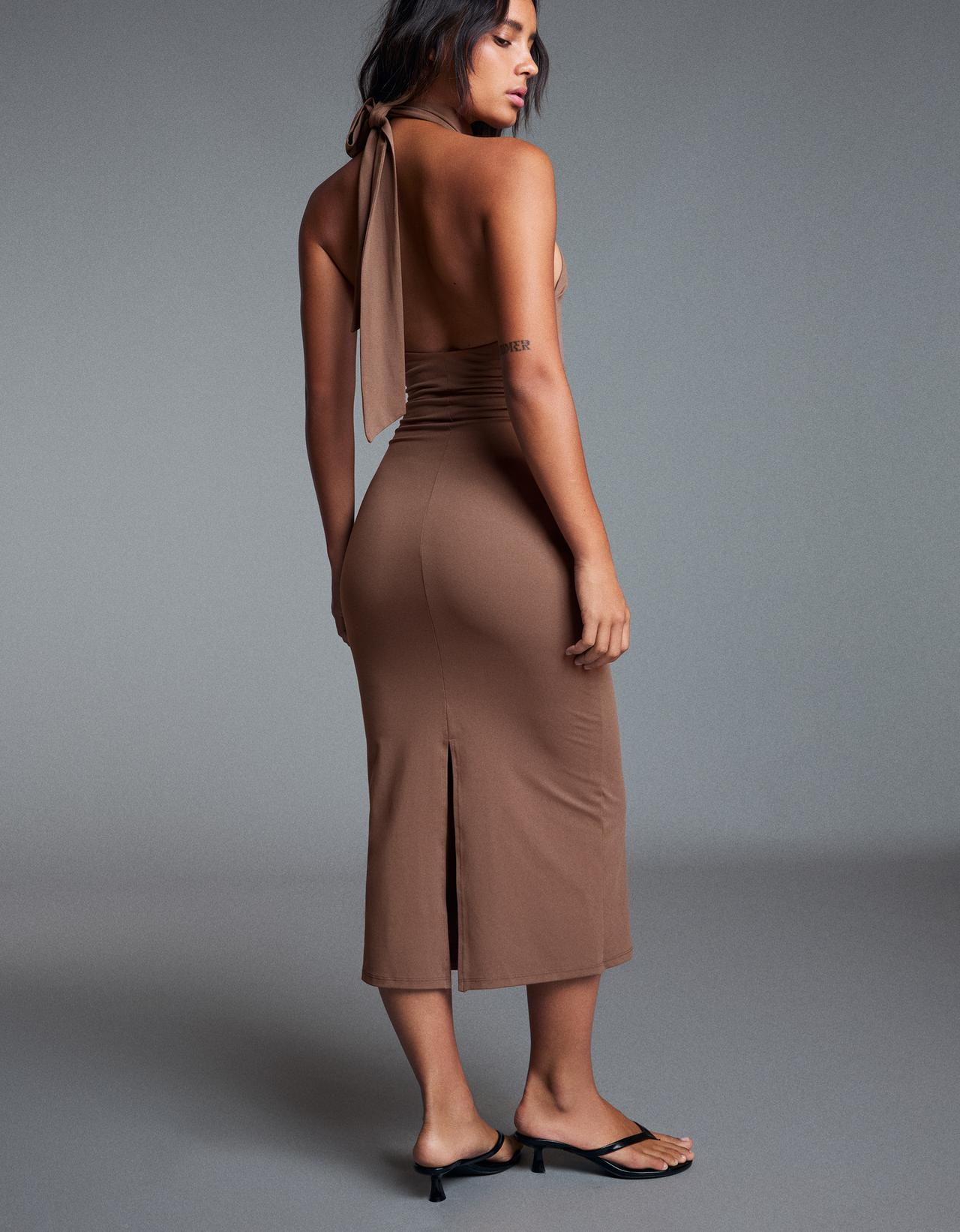 Halter midi dress — Sand